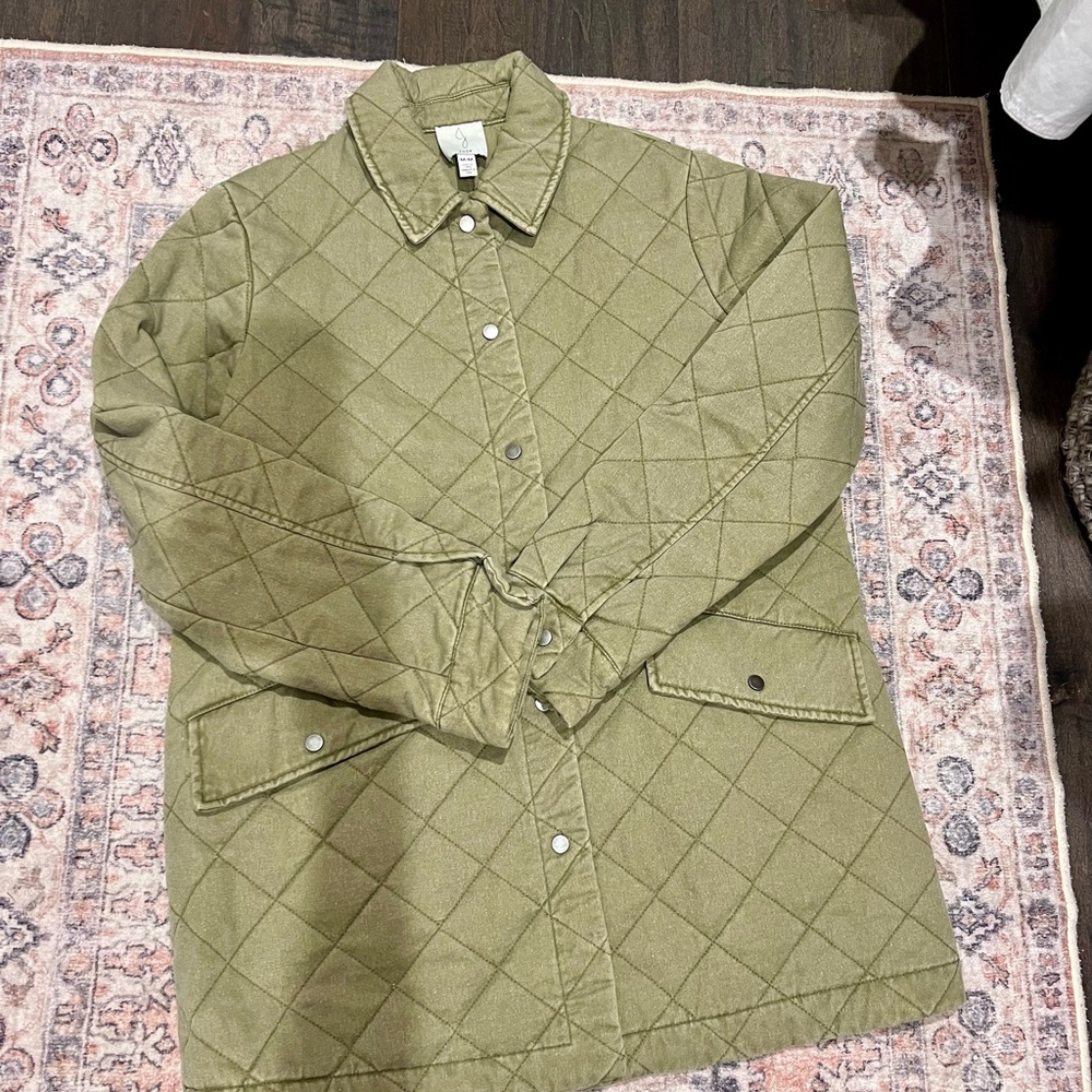 Joie army green cotton barn coat shacket